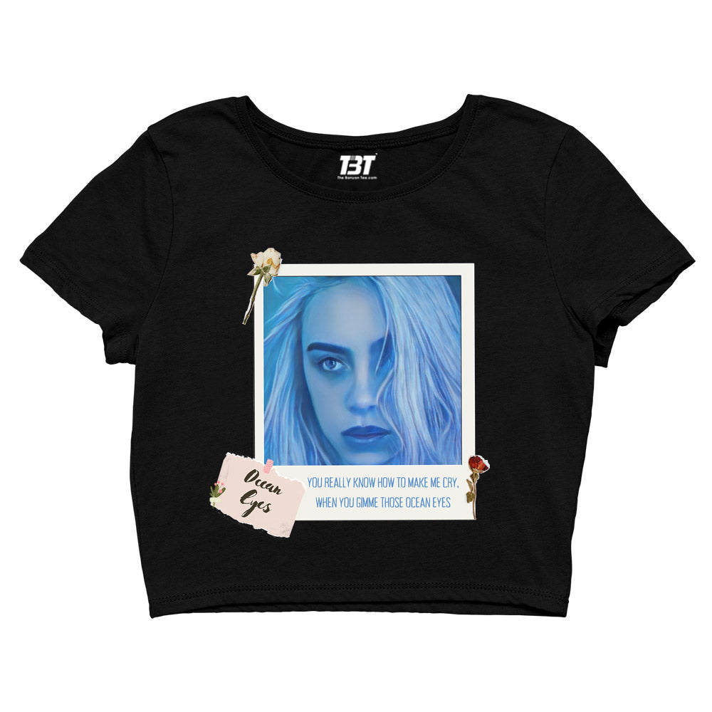 billie eilish ocean eyes crop top music band buy online united states of america usa the banyan tee tbt men women girls boys unisex black