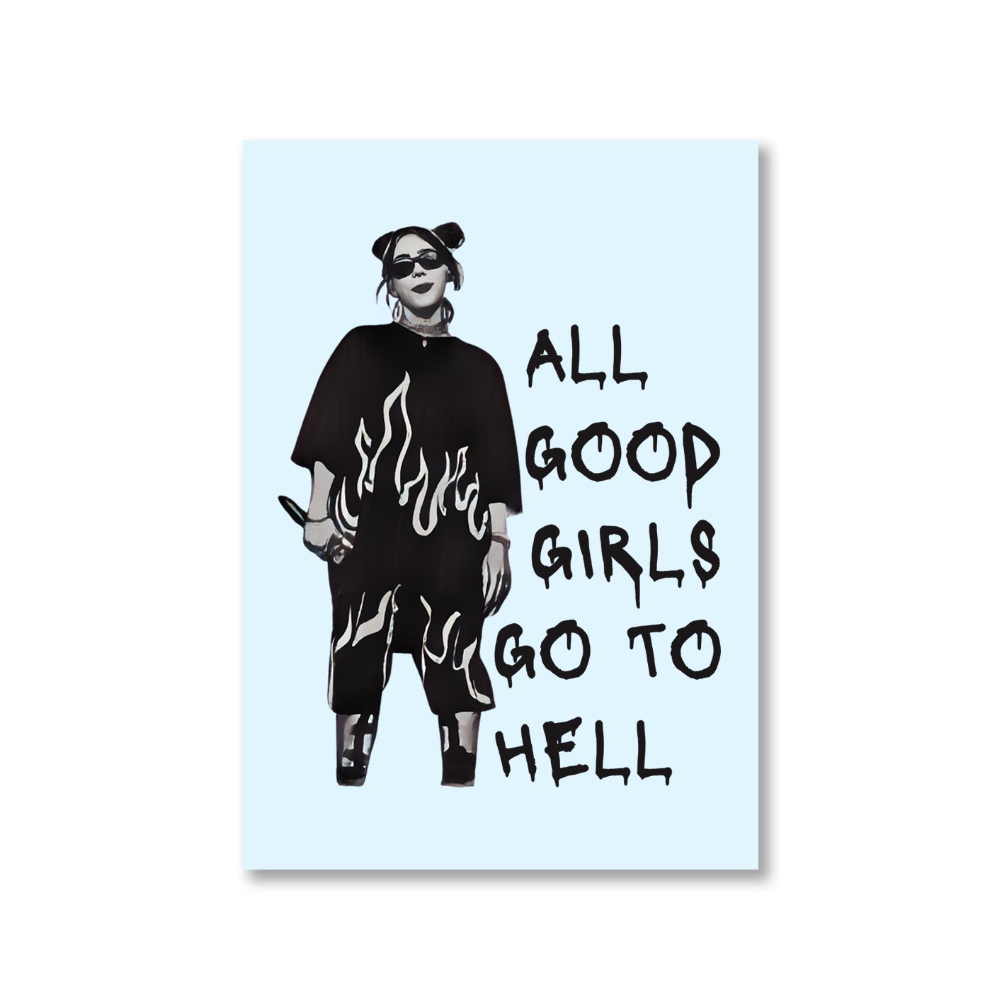 billie eilish all the good girls go to hell poster wall art buy online united states of america usa the banyan tee tbt a4