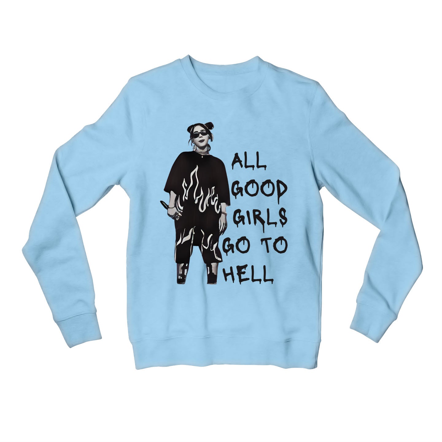 billie eilish all the good girls go to hell sweatshirt upper winterwear music band buy online united states of america usa the banyan tee tbt men women girls boys unisex gray