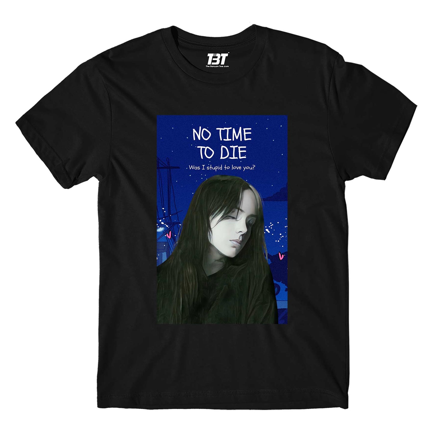 billie eilish no time to die t-shirt music band buy online usa united states the banyan tee tbt men women girls boys unisex black