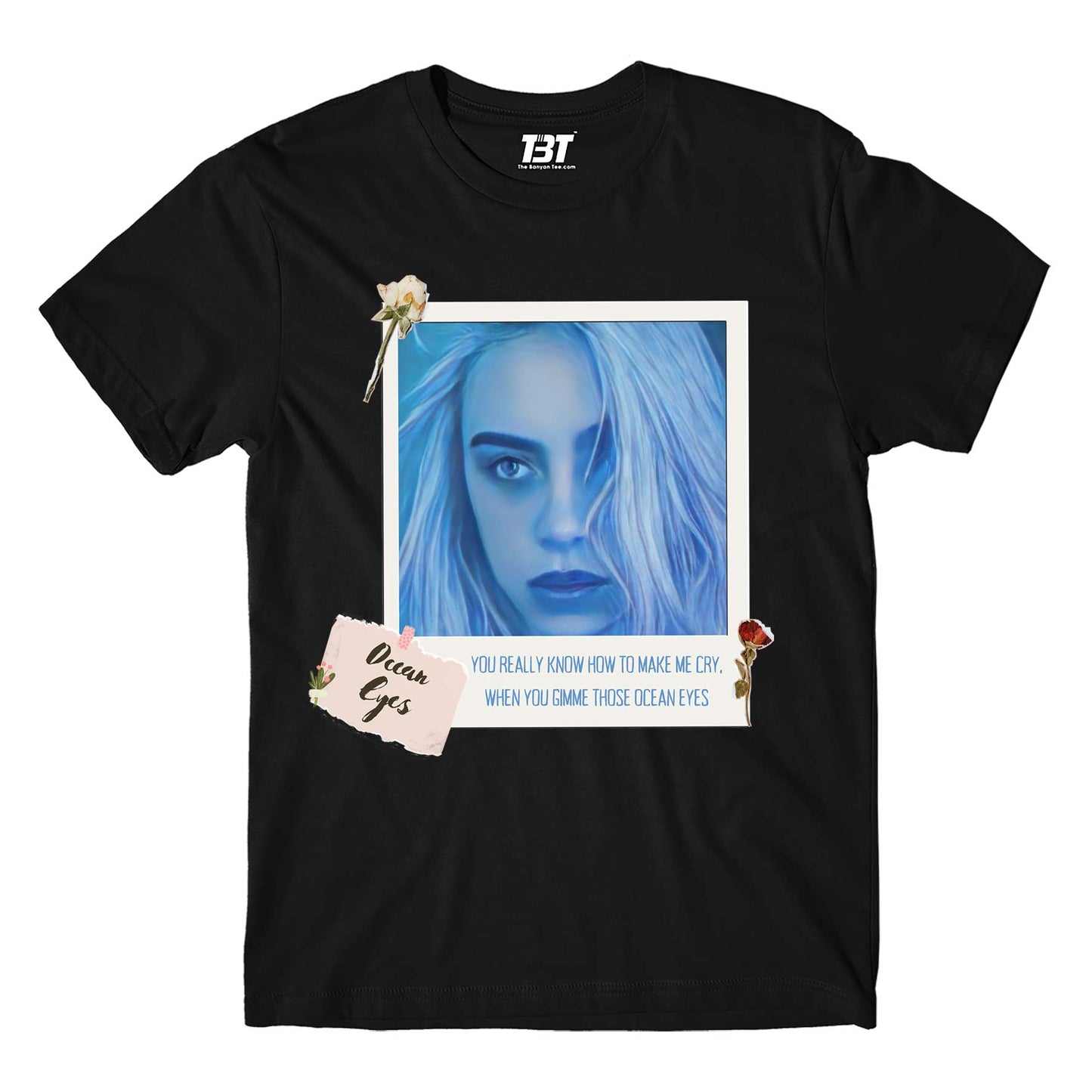 billie eilish ocean eyes t-shirt music band buy online usa united states the banyan tee tbt men women girls boys unisex black