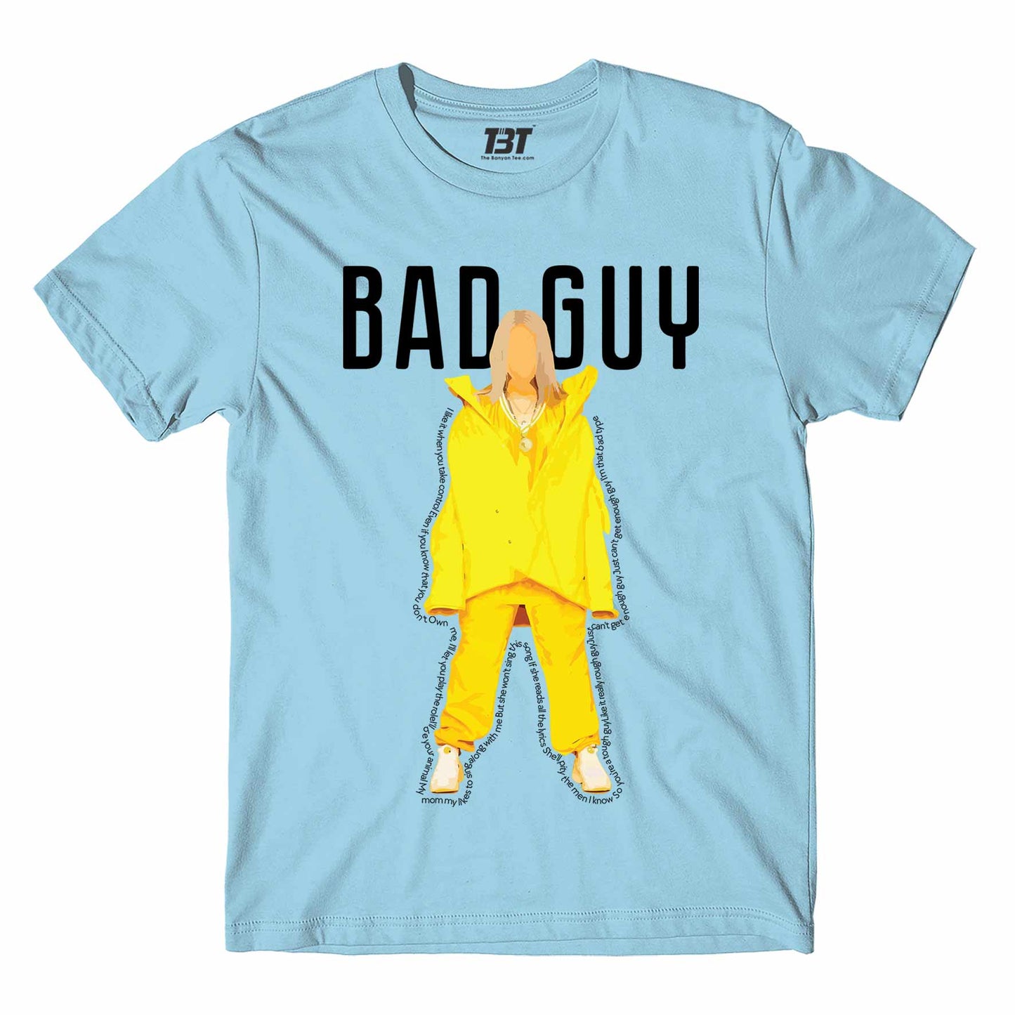 billie eilish bad guy t-shirt music band buy online usa united states the banyan tee tbt men women girls boys unisex Sky Blue