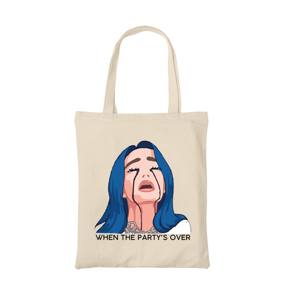 billie eilish when the partys over tote bag hand printed cotton women men unisex