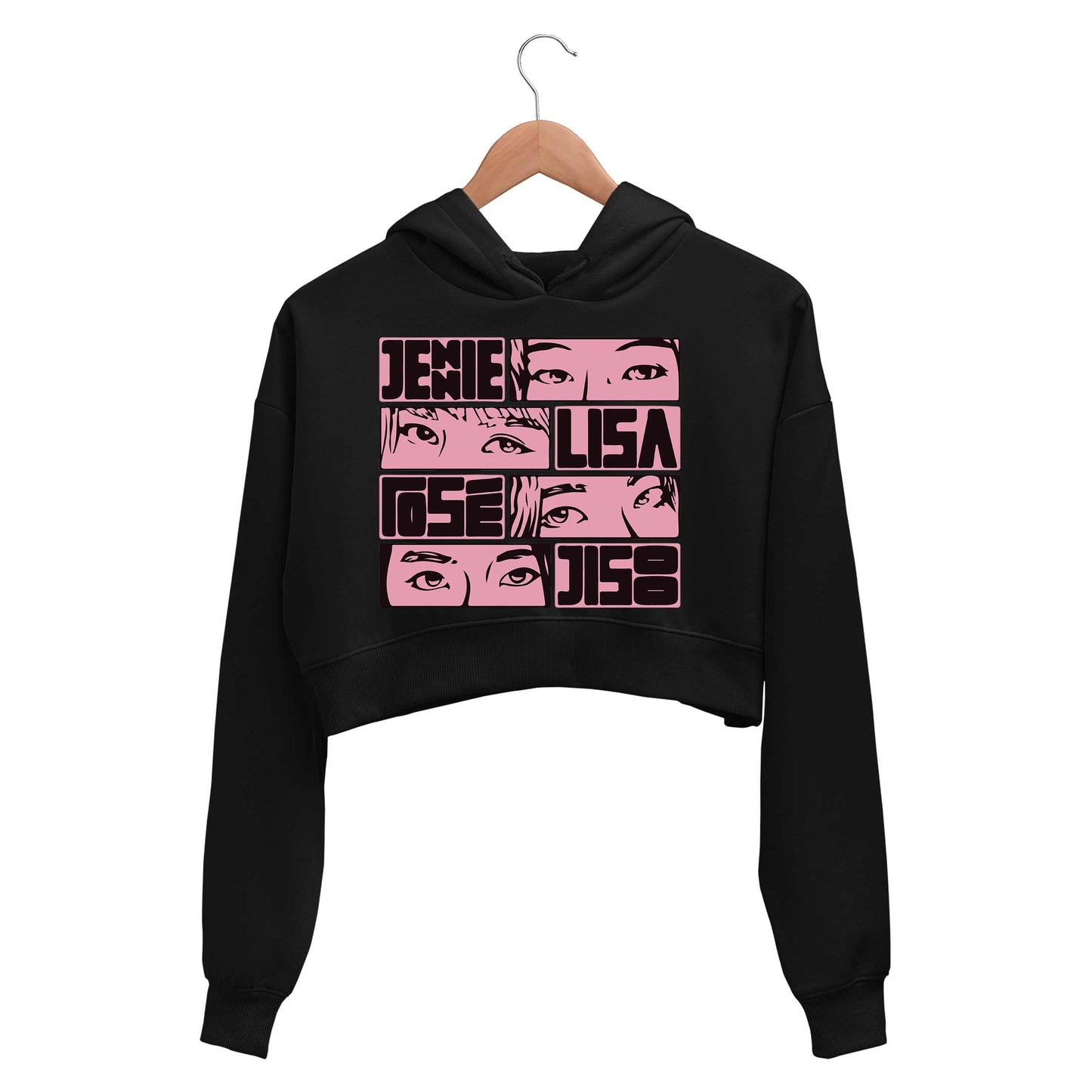 black pink jennie lisa rose jisoo crop hoodie hooded sweatshirt upper winterwear music band buy online india the banyan tee tbt men women girls boys unisex black song k pop jennie lisa jisoo rose