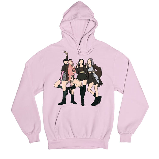 black pink the queens of k pop hoodie hooded sweatshirt winterwear music band buy online usa united states of america the banyan tee tbt men women girls boys unisex baby pink song k pop jennie lisa jisoo rose