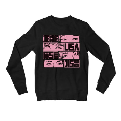 black pink jennie lisa rose jisoo sweatshirt upper winterwear music band buy online united states of america usa the banyan tee tbt men women girls boys unisex black song k pop jennie lisa jisoo rose