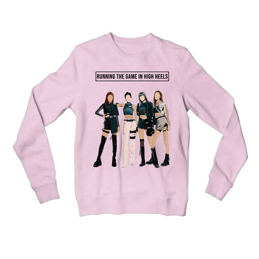 black pink running the game sweatshirt upper winterwear music band buy online united states usa the banyan tee tbt men women girls boys unisex baby pink song k pop jennie lisa jisoo rose