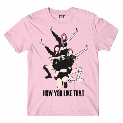 black pink how you like that t-shirt music band buy online united states of america usa the banyan tee tbt men women girls boys unisex Baby Pink song k pop jennie lisa jisoo rose