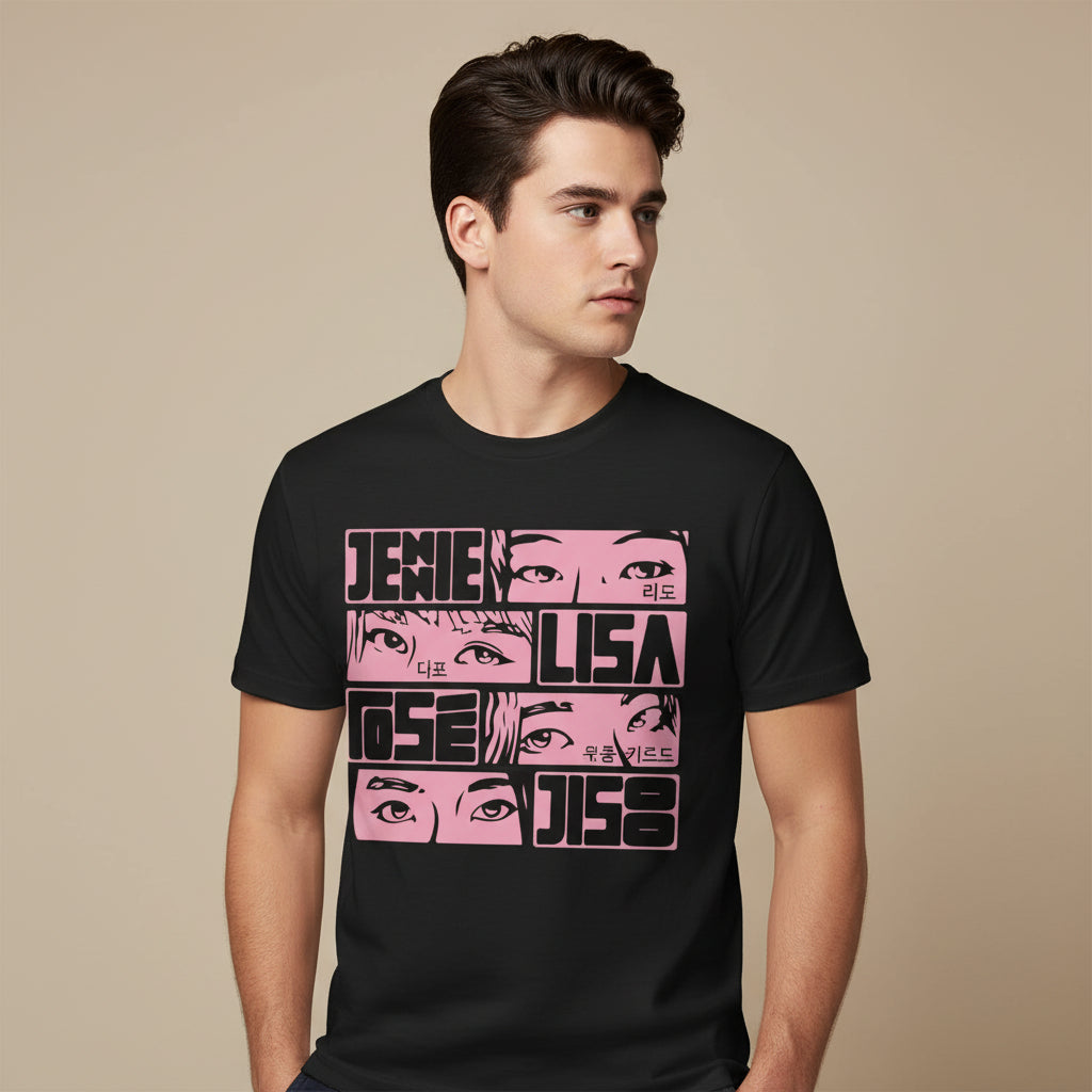 Black Pink T shirt - Jennie Lisa Rose Jisoo 100% Cotton | Soft