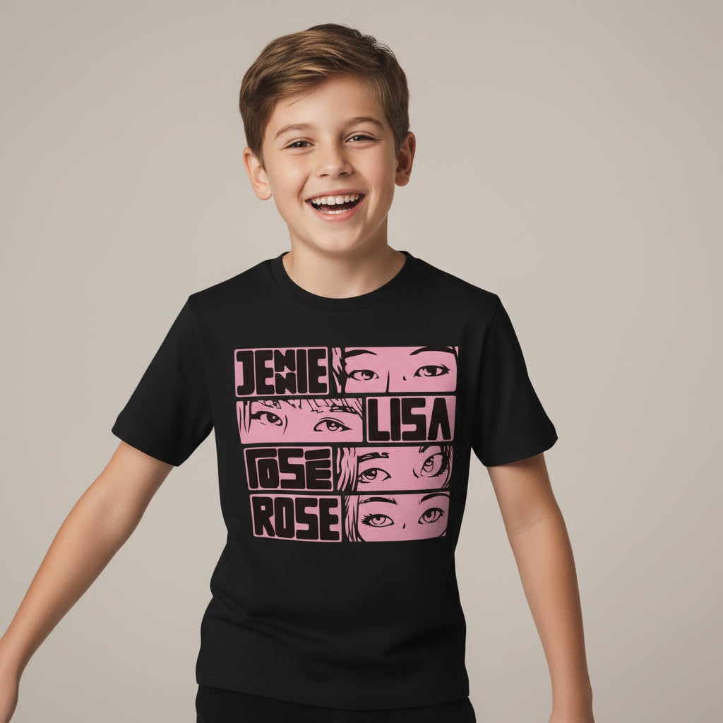 black pink jennie lisa rose jisoo t-shirt music band buy online united states of america usa the banyan tee tbt men women girls boys unisex black song k pop jennie lisa jisoo rose