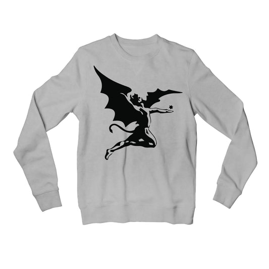 black sabbath fallen angel sweatshirt upper winterwear music band buy online united states usa the banyan tee tbt men women girls boys unisex gray