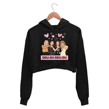 black pink ddu du ddu du du crop hoodie hooded sweatshirt upper winterwear music band buy online india the banyan tee tbt men women girls boys unisex black song k pop jennie lisa jisoo rose