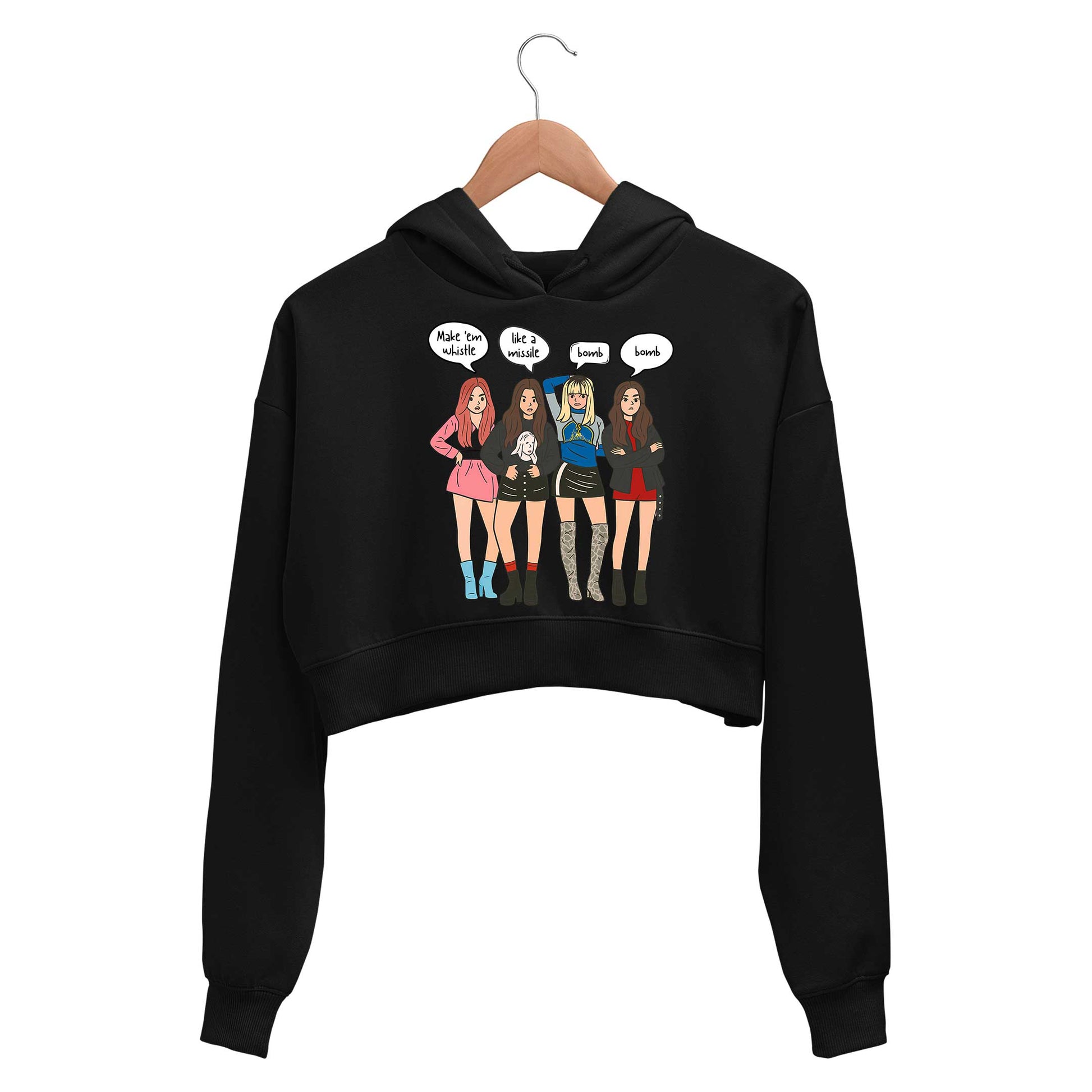 black pink whistle crop hoodie hooded sweatshirt upper winterwear music band buy online india the banyan tee tbt men women girls boys unisex black song k pop jennie lisa jisoo rose