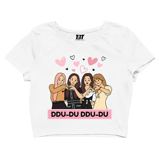 black pink ddu du ddu du du crop top music band buy online united states of america usa the banyan tee tbt men women girls boys unisex white song k pop jennie lisa jisoo rose