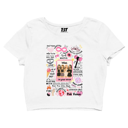 black pink blink doodle crop top music band buy online united states of america usa the banyan tee tbt men women girls boys unisex black song k pop jennie lisa jisoo rose