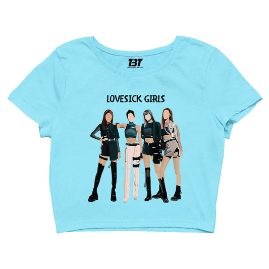 black pink the queens of k pop crop top music band buy online united states of america usa the banyan tee tbt men women girls boys unisex Sky Blue song k pop jennie lisa jisoo rose