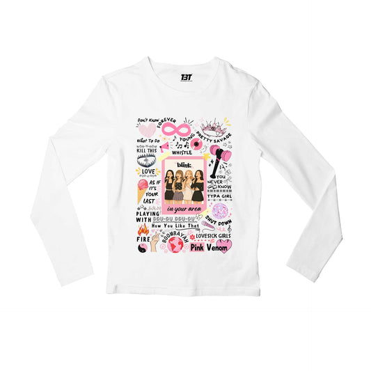 black pink blink doodle full sleeves long sleeves music band buy online india the banyan tee tbt men women girls boys unisex black song k pop jennie lisa jisoo rose
