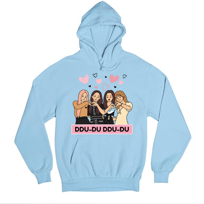 black pink ddu du ddu du du hoodie hooded sweatshirt winterwear music band buy online united states usa the banyan tee tbt men women girls boys unisex baby blue song k pop jennie lisa jisoo rose