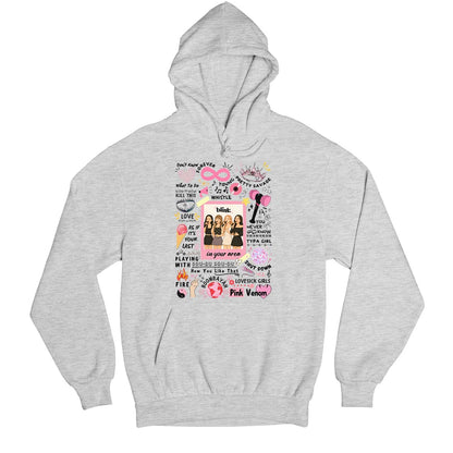 black pink blink doodle hoodie hooded sweatshirt winterwear music band buy online united states usa the banyan tee tbt men women girls boys unisex gray song k pop jennie lisa jisoo rose