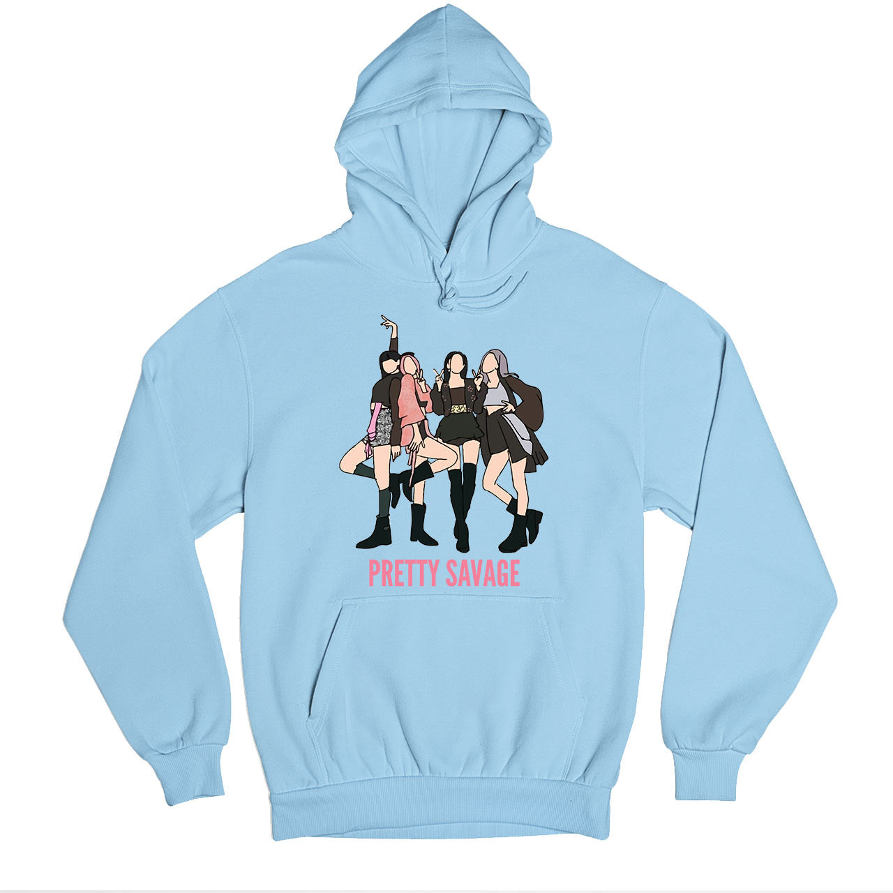 black pink pretty savage hoodie hooded sweatshirt winterwear music band buy online united states usa the banyan tee tbt men women girls boys unisex baby blue song k pop jennie lisa jisoo rose