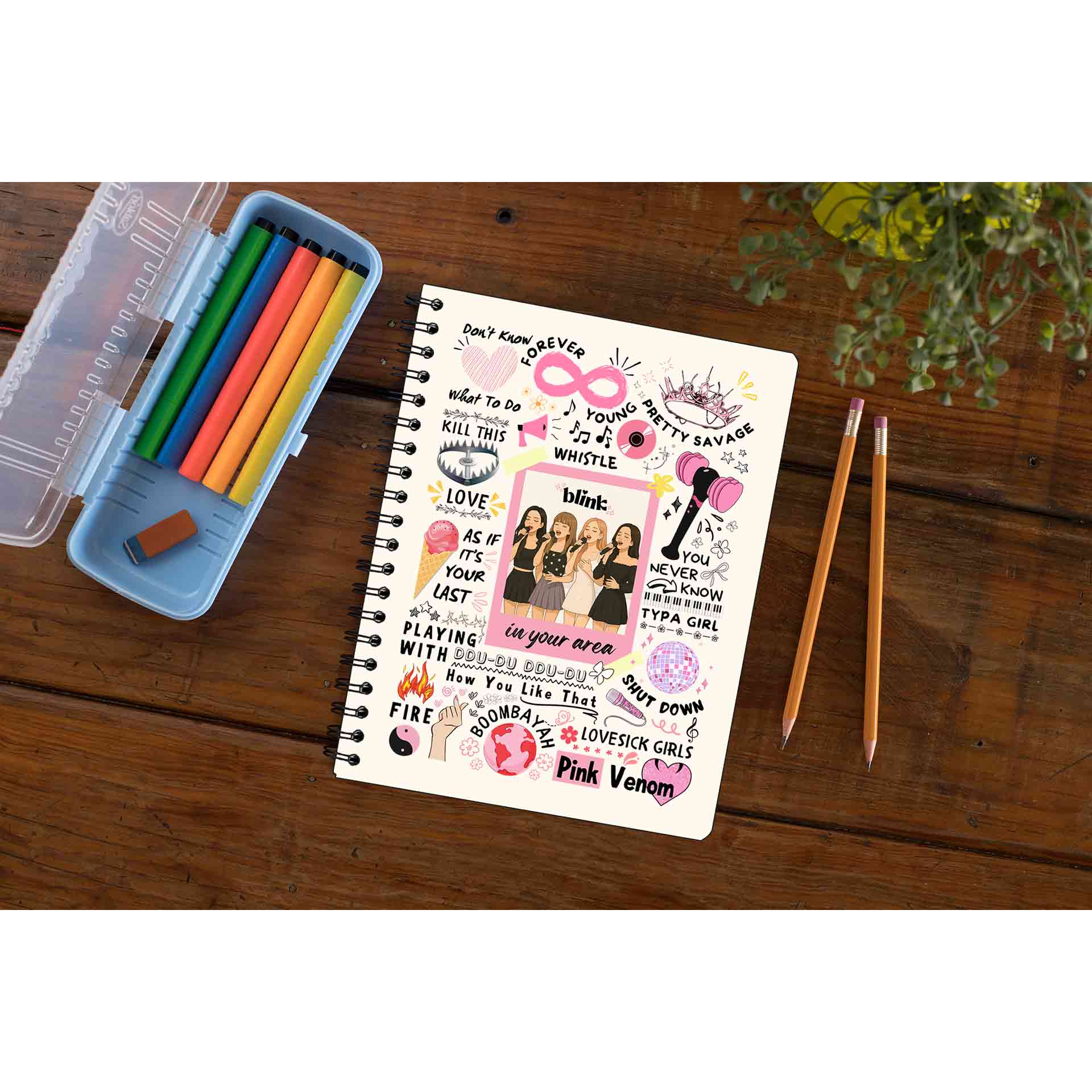 black pink blink doodle notebook notepad diary buy online united states of america usa the banyan tee tbt unruled song k pop jennie lisa jisoo rose