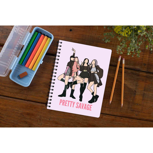 black pink pretty savage notebook notepad diary buy online united states of america usa the banyan tee tbt unruled song k pop jennie lisa jisoo rose