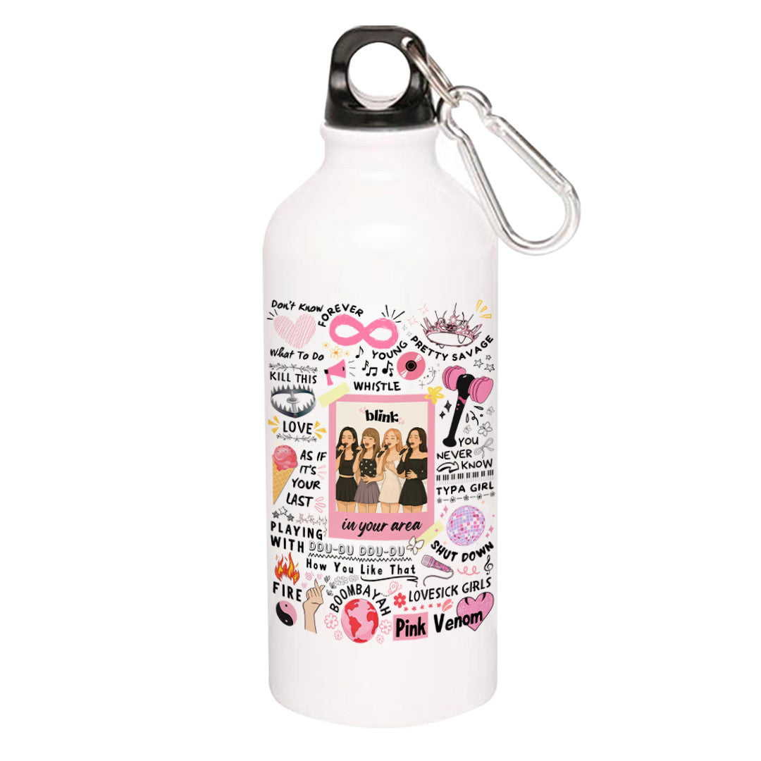 black pink blink doodle sipper steel water bottle flask gym shaker music band buy online india the banyan tee tbt men women girls boys unisex  song k pop jennie lisa jisoo rose