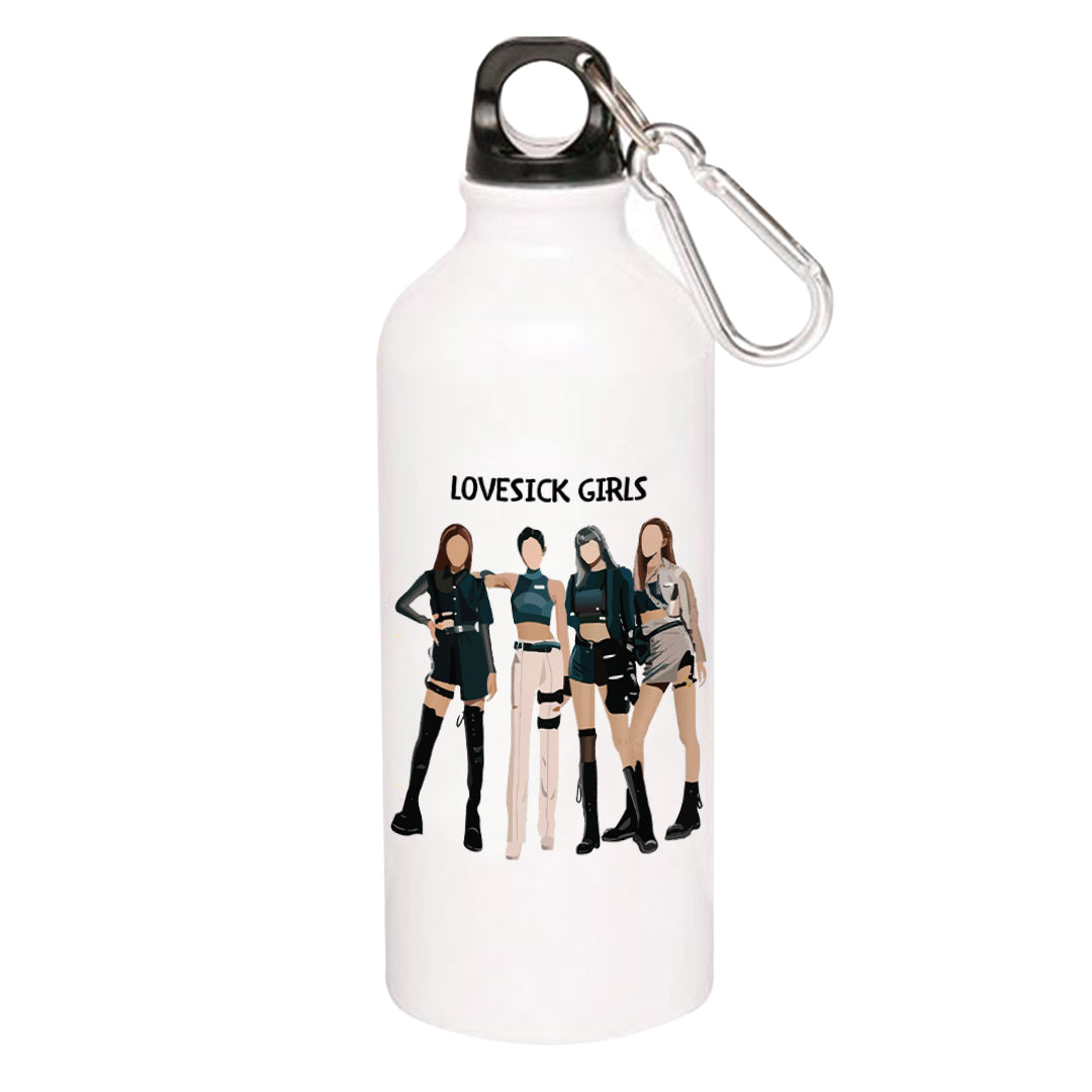black pink lovesick girls sipper steel water bottle flask gym shaker music band buy online india the banyan tee tbt men women girls boys unisex  song k pop jennie lisa jisoo rose