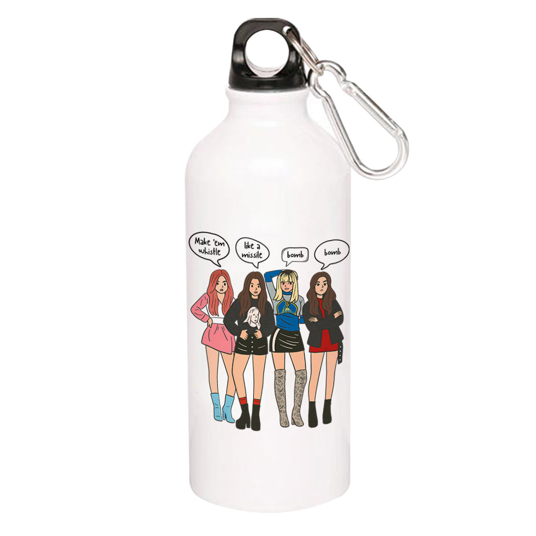black pink whistle sipper steel water bottle flask gym shaker music band buy online india the banyan tee tbt men women girls boys unisex  song k pop jennie lisa jisoo rose