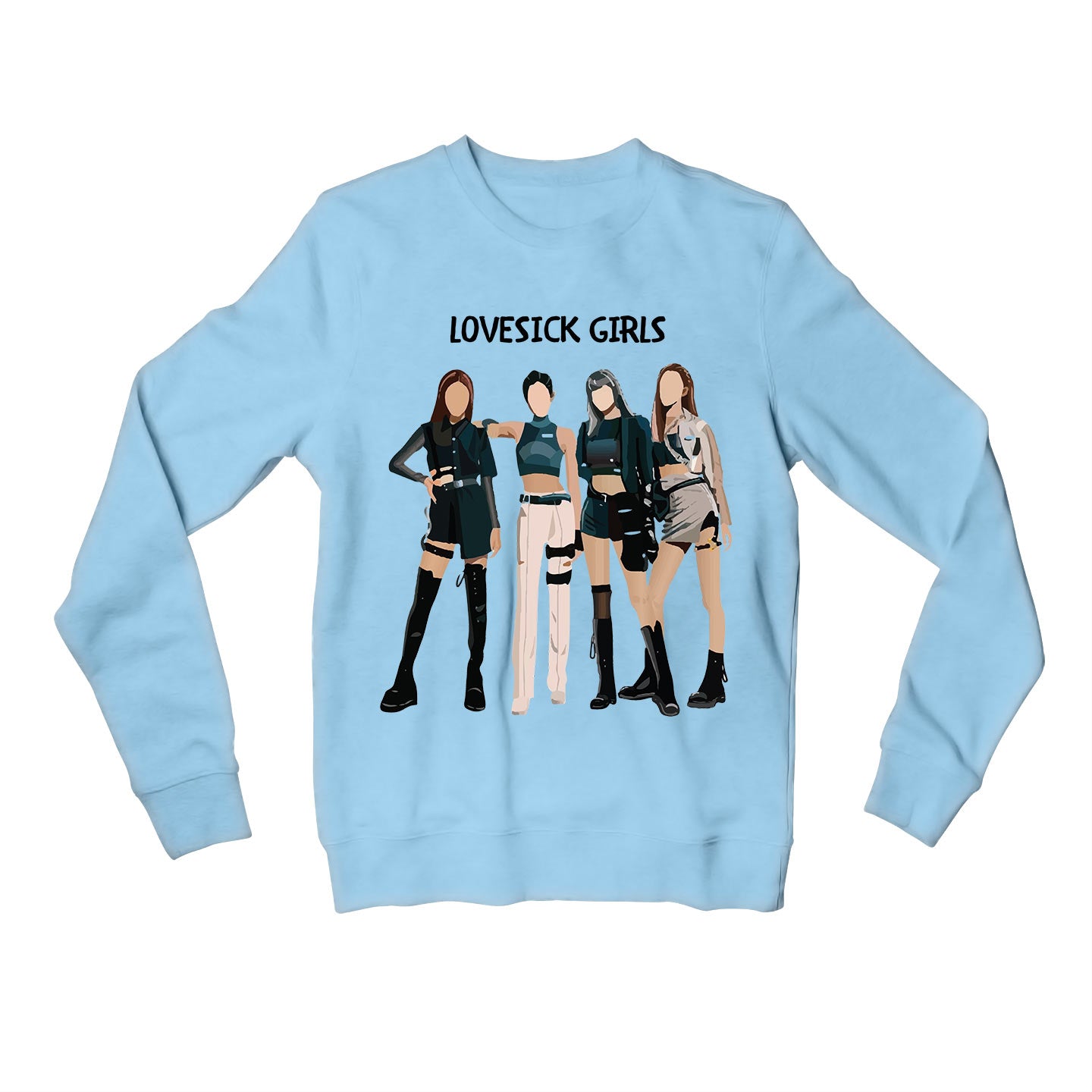 black pink lovesick girls sweatshirt upper winterwear music band buy online united states usa the banyan tee tbt men women girls boys unisex baby blue song k pop jennie lisa jisoo rose