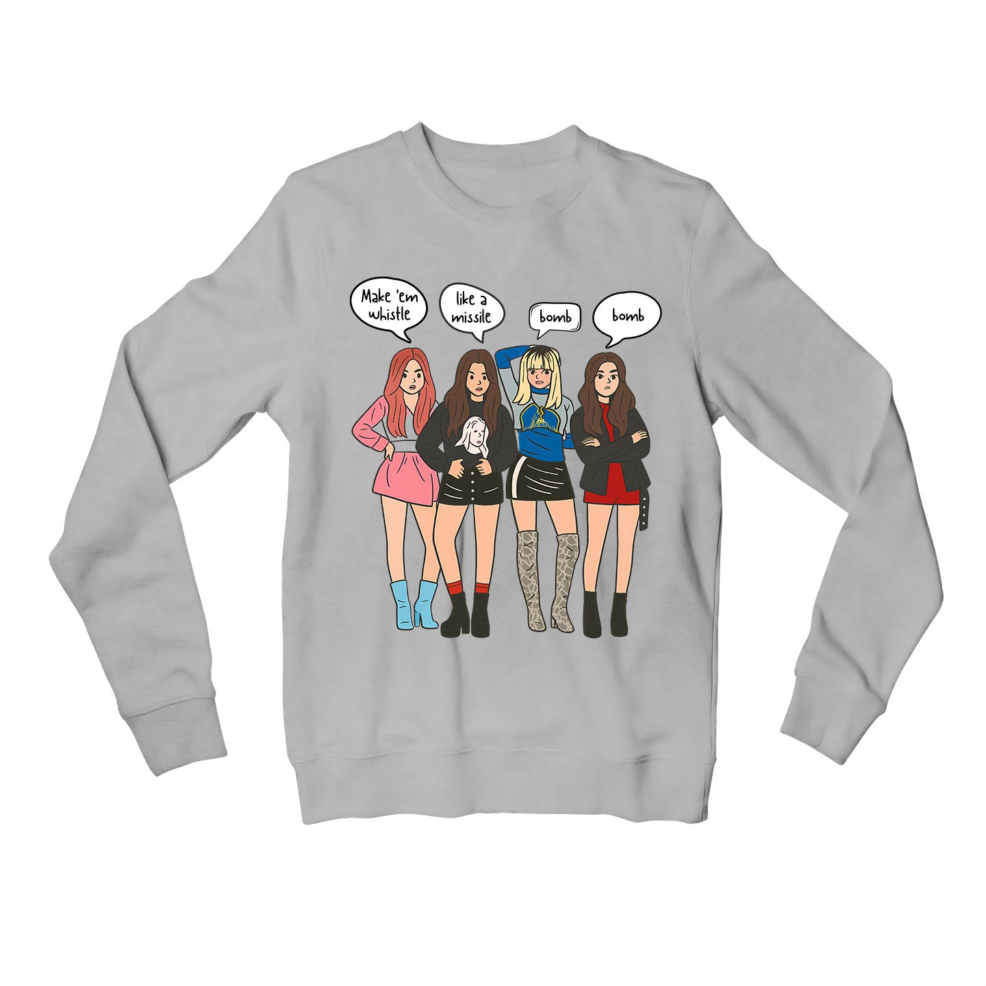 black pink whistle sweatshirt upper winterwear music band buy online united states usa the banyan tee tbt men women girls boys unisex gray song k pop jennie lisa jisoo rose