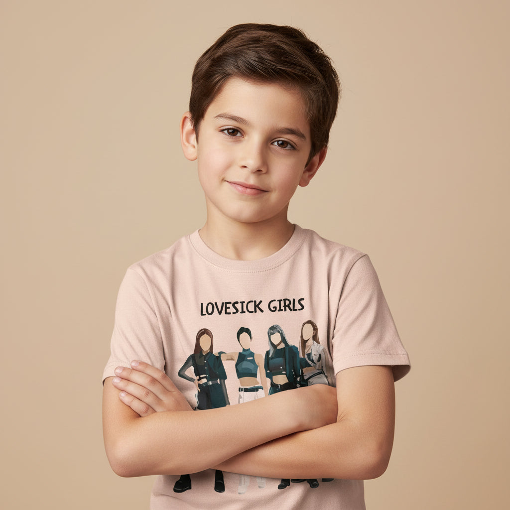 black pink lovesick girls t-shirt music band buy online united states of america usa the banyan tee tbt men women girls boys unisex Peach song k pop jennie lisa jisoo rose