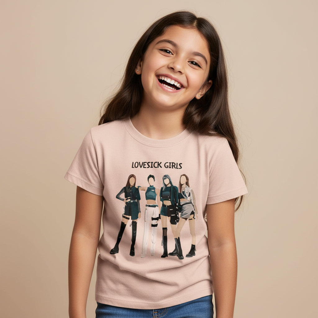 black pink lovesick girls t-shirt music band buy online united states of america usa the banyan tee tbt men women girls boys unisex Peach song k pop jennie lisa jisoo rose