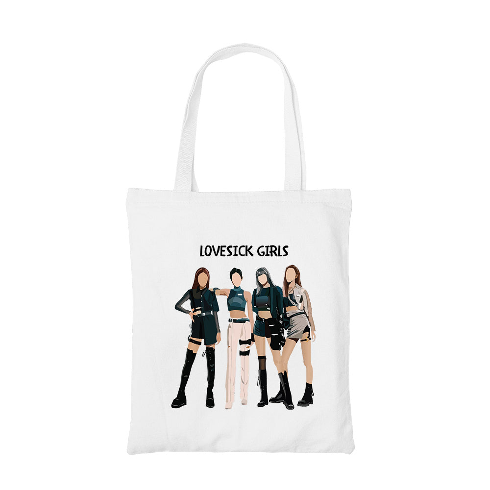 black pink lovesick girls tote bag hand printed cotton women men unisex