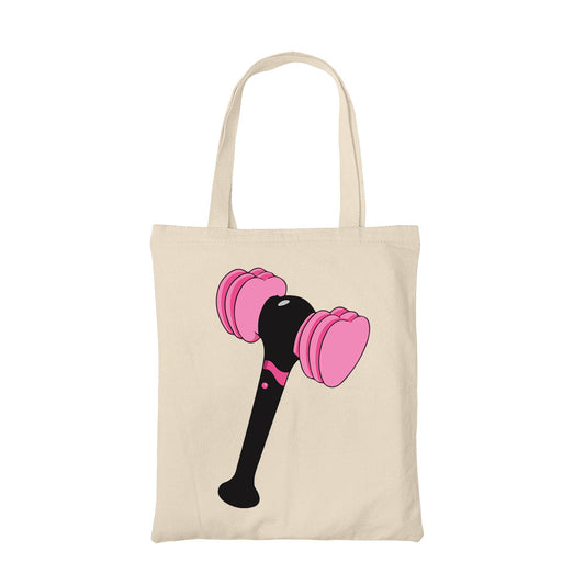 black pink the lightstick tote bag hand printed cotton women men unisex