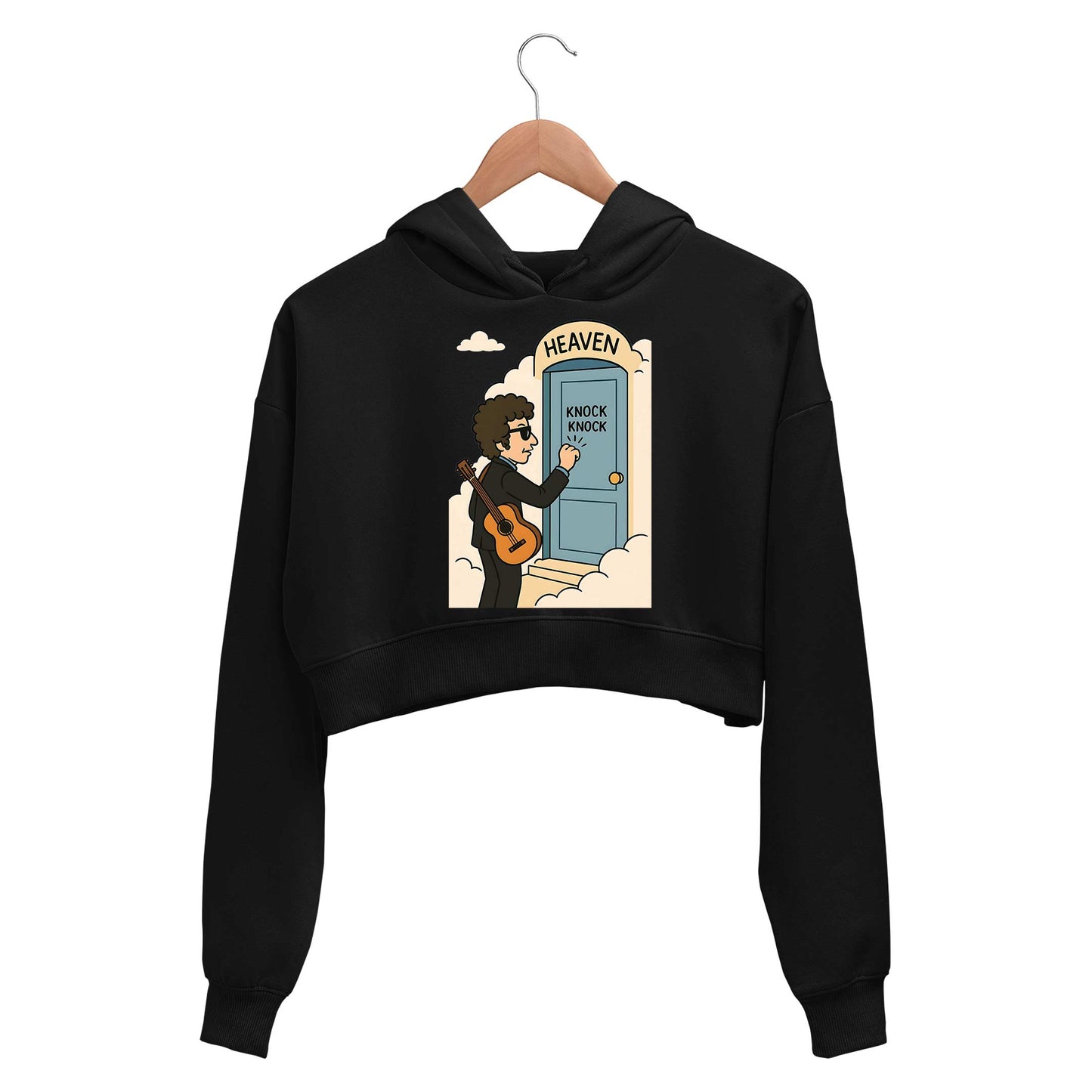 bob dylan heaven's door crop hoodie hooded sweatshirt upper winterwear music band buy online united states usa the banyan tee tbt men women girls boys unisex black 