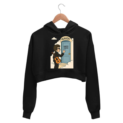 bob dylan heaven's door crop hoodie hooded sweatshirt upper winterwear music band buy online united states usa the banyan tee tbt men women girls boys unisex black 