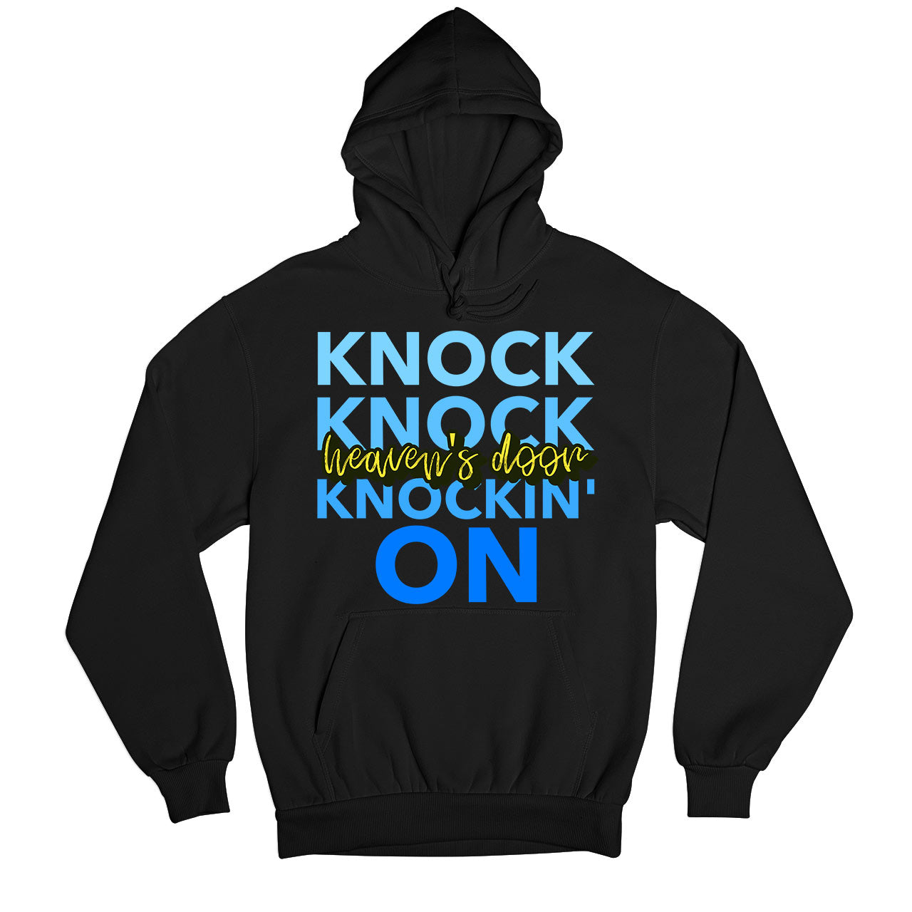 bob dylan knockin' on heaven's door hoodie hooded sweatshirt winterwear music band buy online usa united states of america the banyan tee tbt men women girls boys unisex black