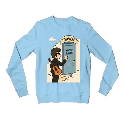 bob dylan heaven's door sweatshirt upper winterwear music band buy online united states usa the banyan tee tbt men women girls boys unisex baby blue 