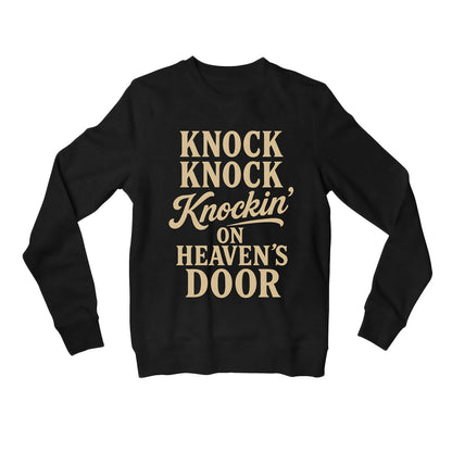 bob dylan knockin' on heaven's door sweatshirt upper winterwear music band buy online united states usa the banyan tee tbt men women girls boys unisex black