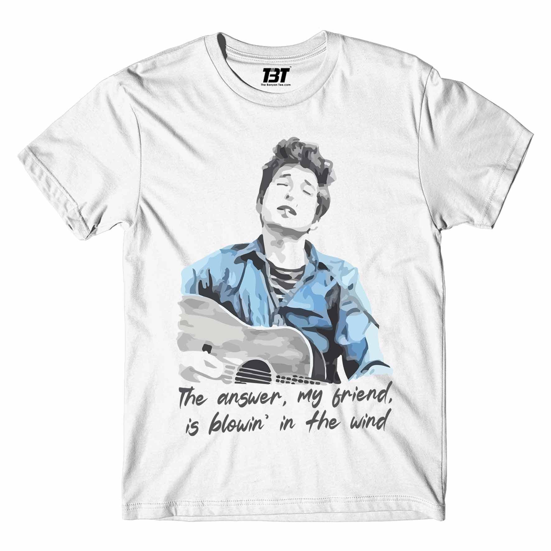 bob dylan blowin' in the wind t-shirt music band buy online usa united states the banyan tee tbt men women girls boys unisex white