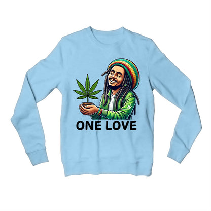 bob marley the only love sweatshirt upper winterwear music band buy online united states usa the banyan tee tbt men women girls boys unisex baby blue