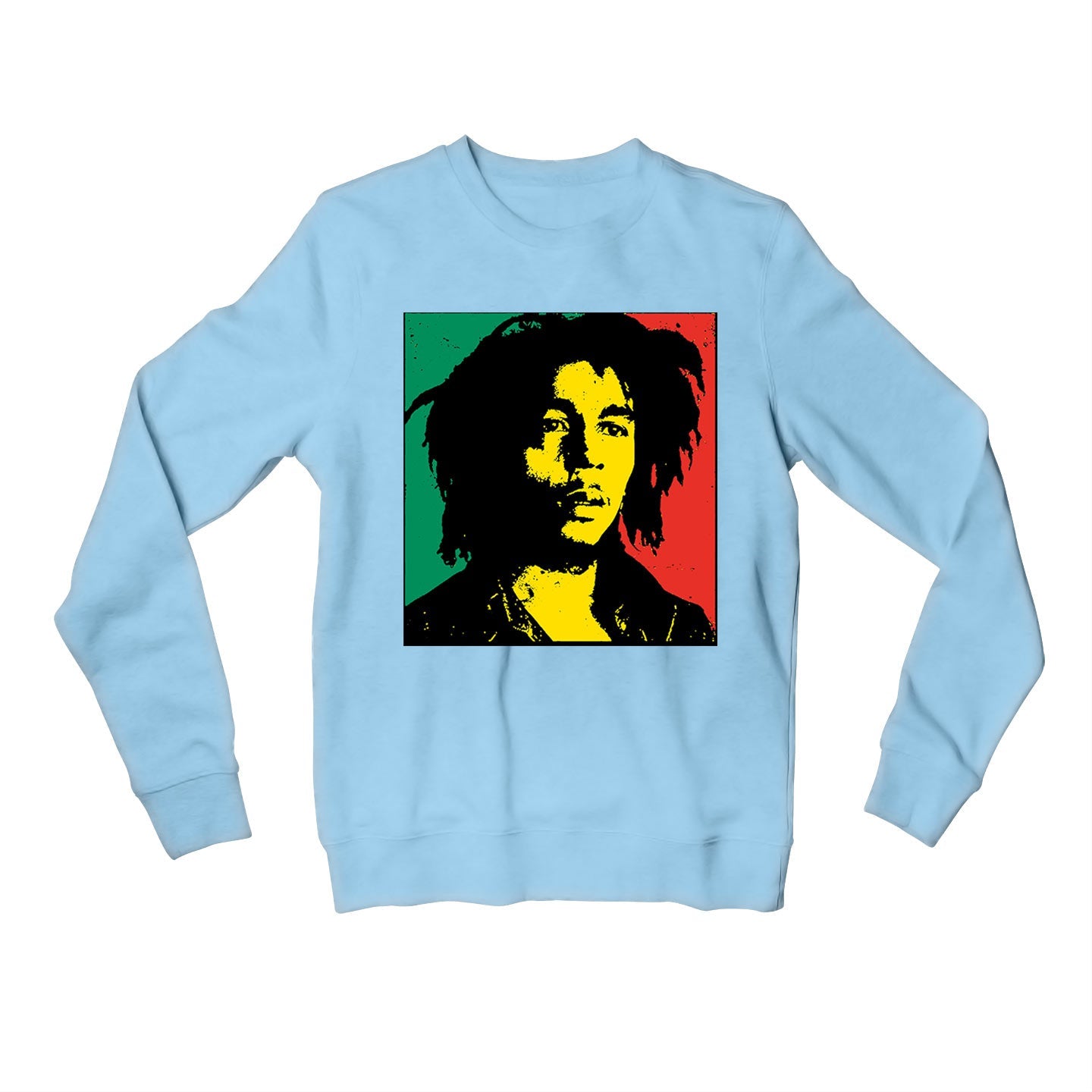 bob marley pop art sweatshirt upper winterwear music band buy online united states of america usa the banyan tee tbt men women girls boys unisex baby blue