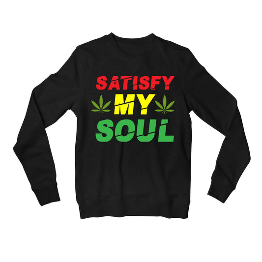 bob marley satisfy my soul sweatshirt upper winterwear music band buy online united states of america usa the banyan tee tbt men women girls boys unisex black