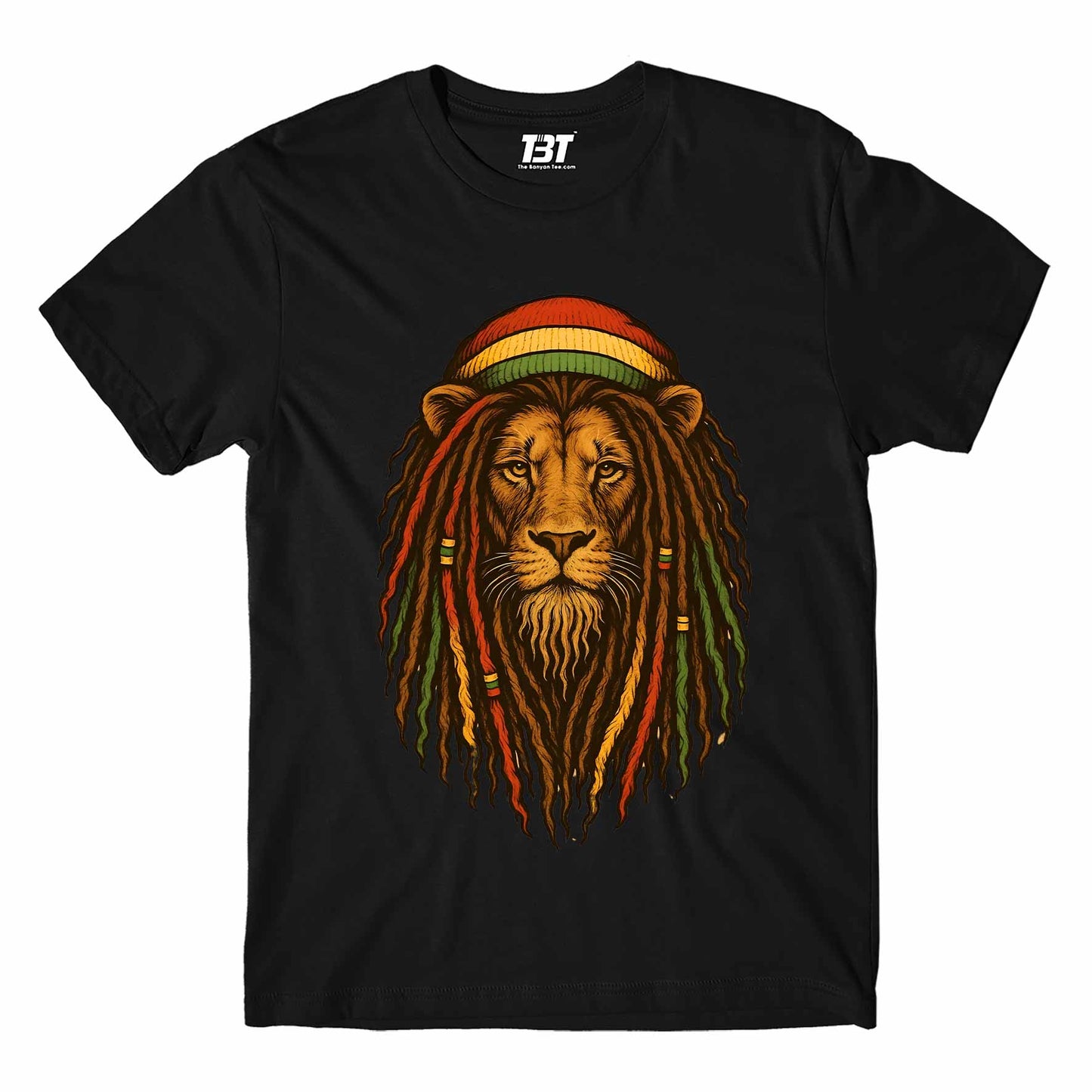 bob marley rasta lion t-shirt music band buy online united states of america usa the banyan tee tbt men women girls boys unisex black