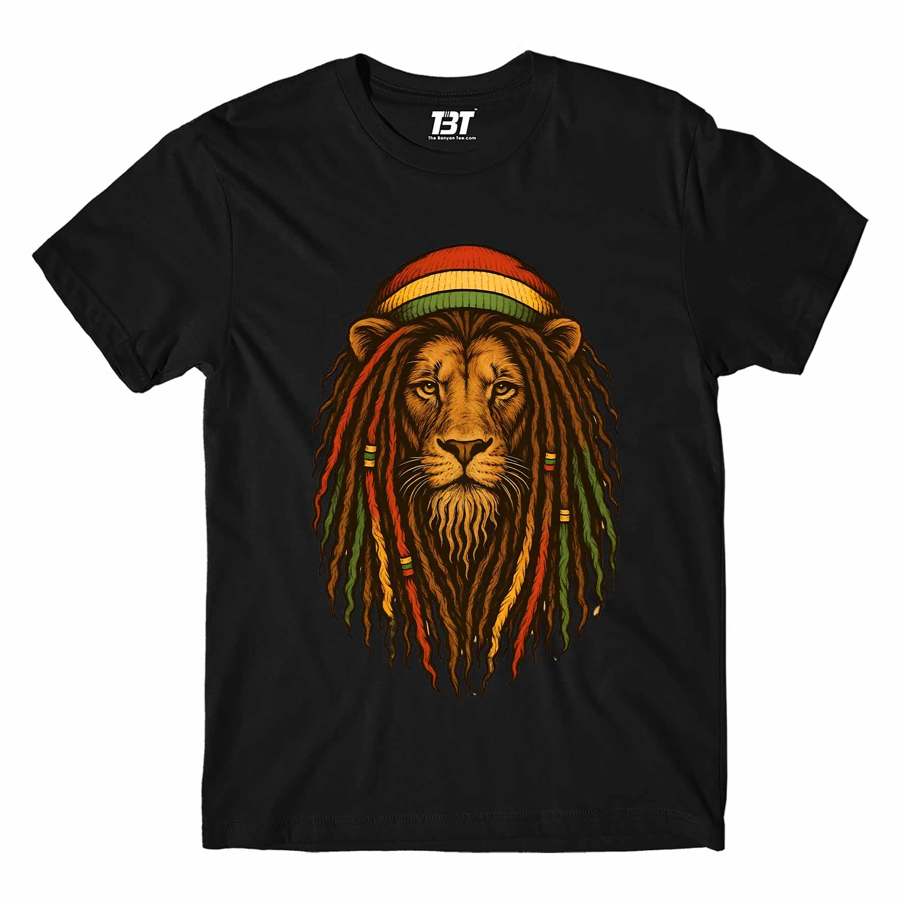 bob marley rasta lion t-shirt music band buy online united states of america usa the banyan tee tbt men women girls boys unisex black