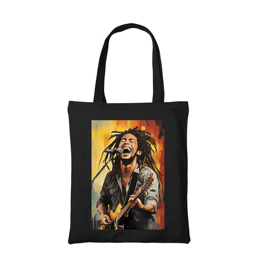 bob marley fan art tote bag hand printed cotton women men unisex