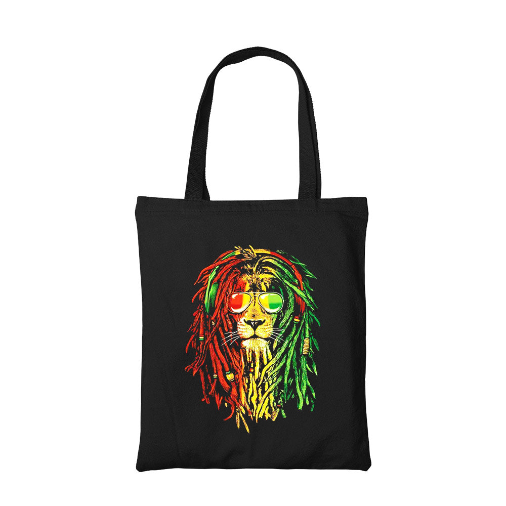 bob marley rasta lion tote bag hand printed cotton women men unisex