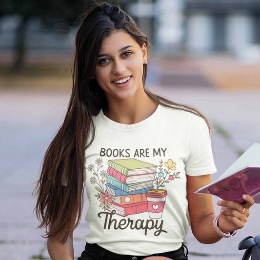 graphic books are my therapy t-shirt printed graphic stylish buy online united states usa the banyan tee tbt men women girls boys unisex off white 