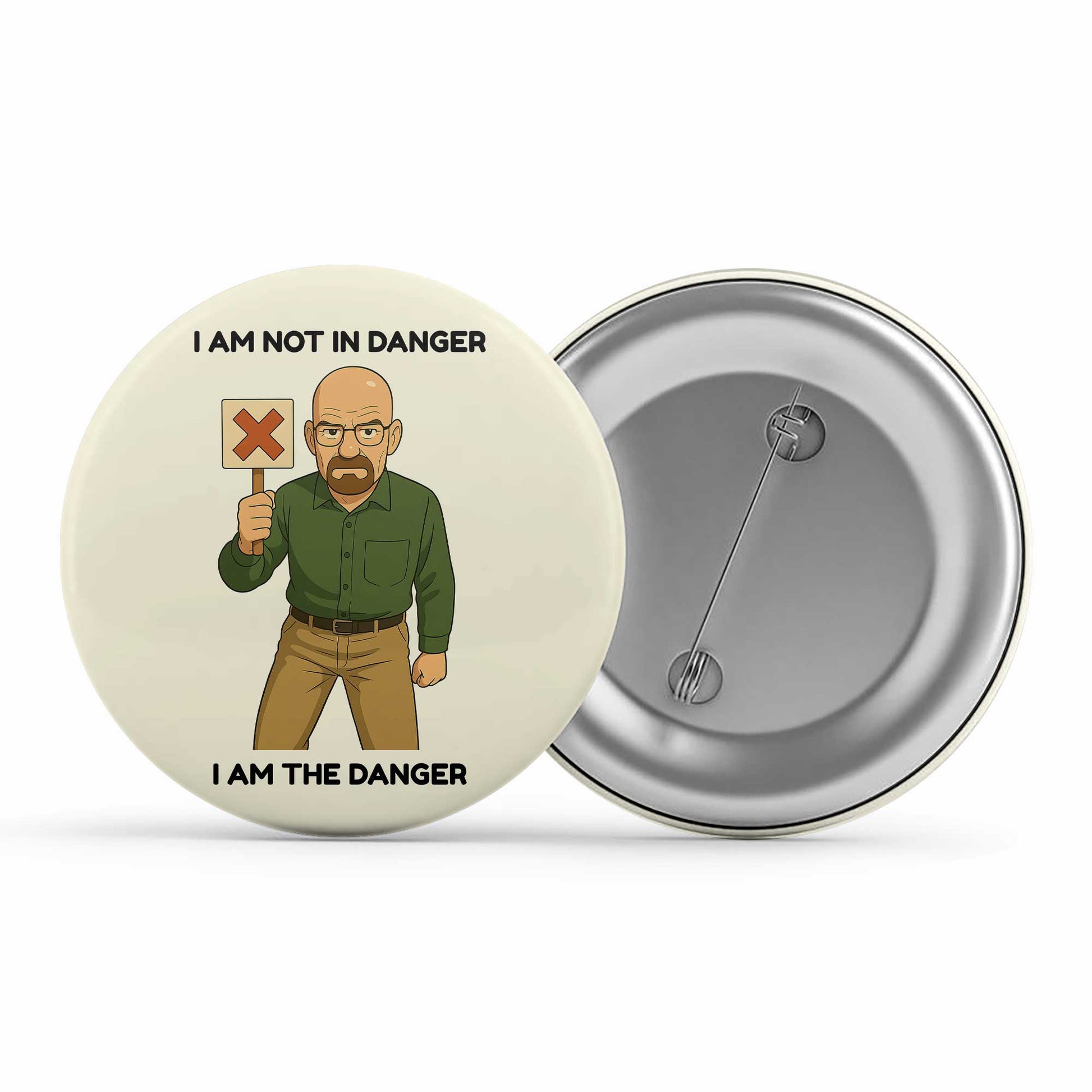Breaking Bad Badge - Walter White Danger Metal Pin Button The Banyan Tee TBT